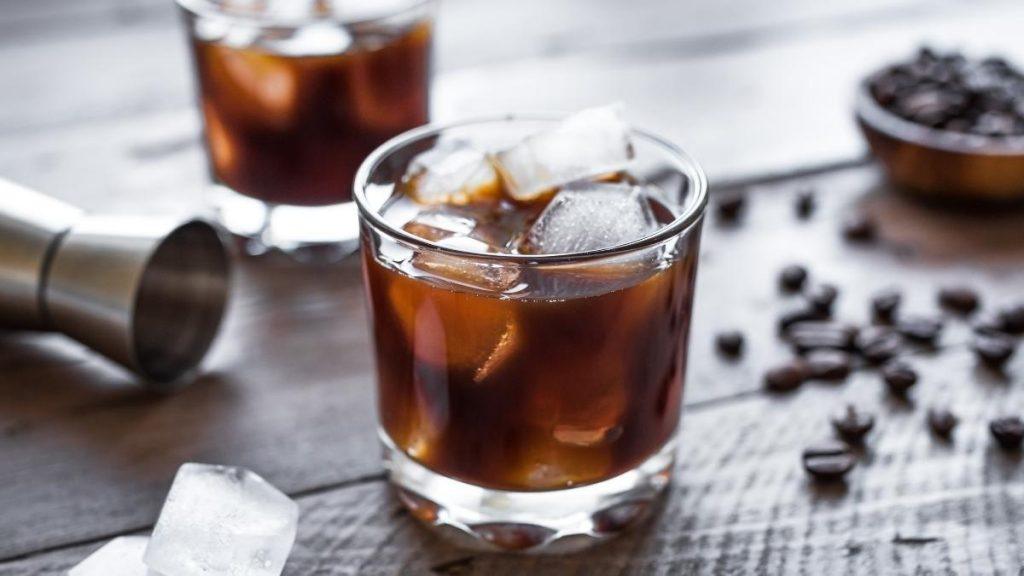 coffee margarita on ice in rocks glass