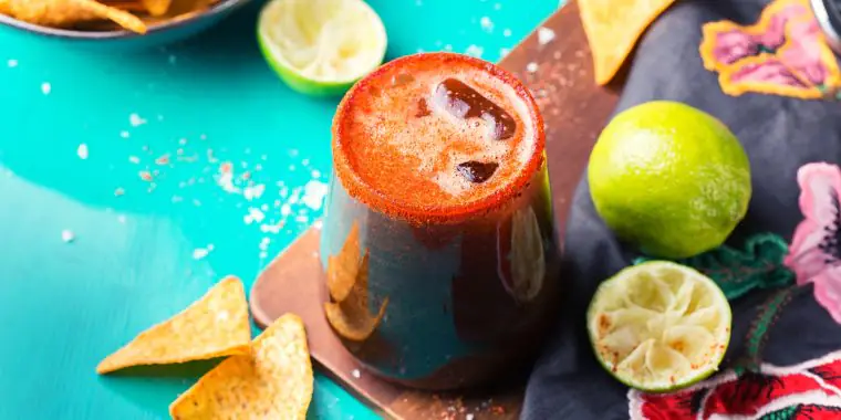 Top view of Mexican Beer Cocktail