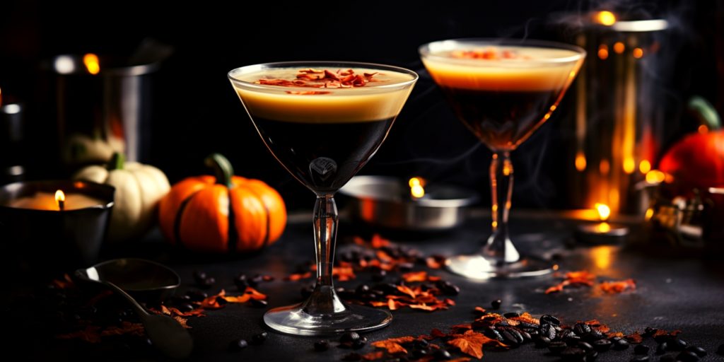 Two Halloween-themed Espresso Martinis 