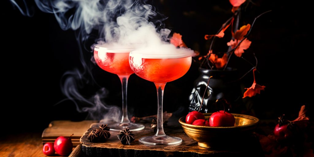 Two smokey Poison Apple cocktails for Halloween