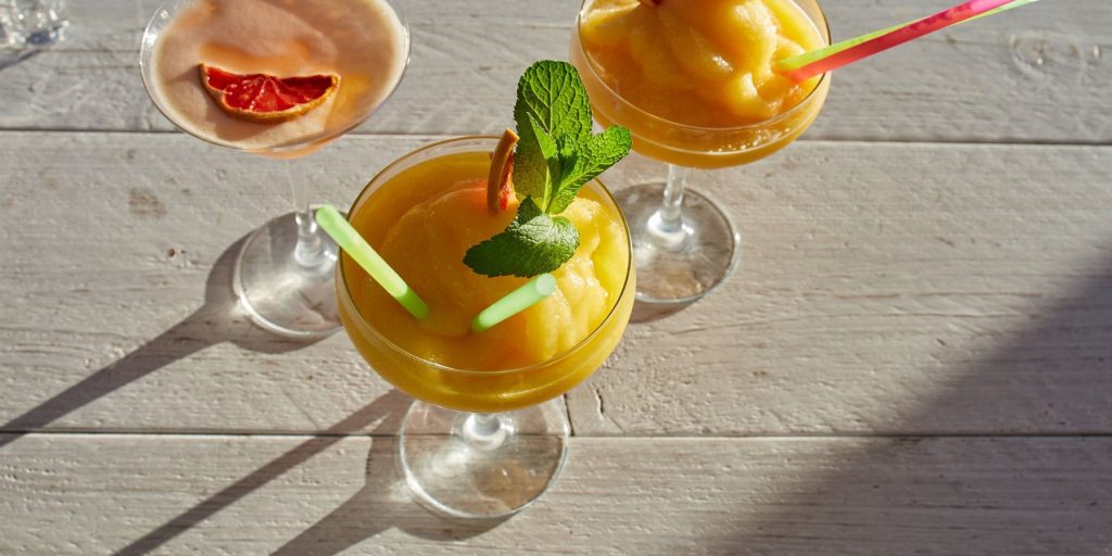 Top view of Mango Daiquiri cocktails