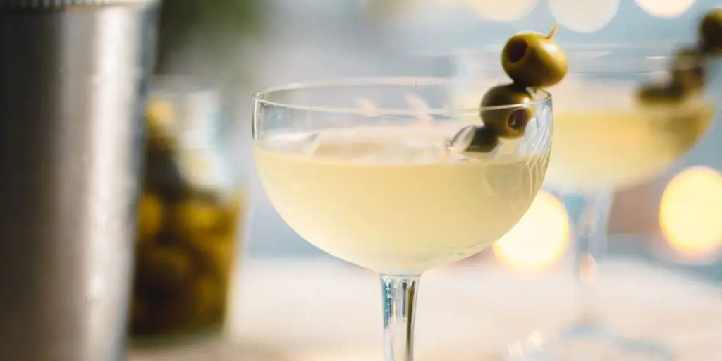 Dirty Martini garnished with olives