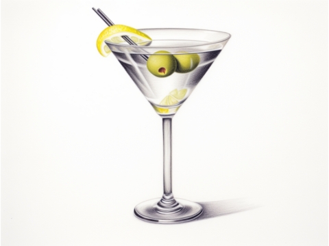 Classic pencil illustration of Classic Martini