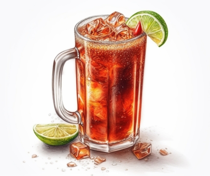 Colour pencil illustration of a Michelada Cocktail