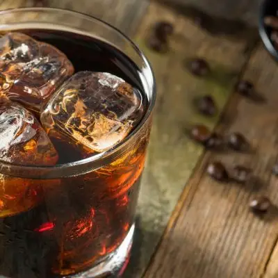 Close-up of Black Russian Cocktail on the rocks