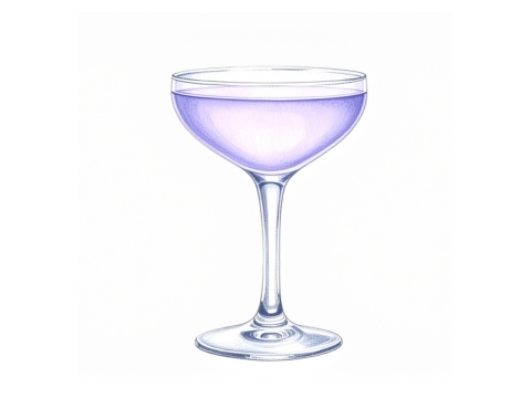 Classic color illustration of an Aviation cocktail