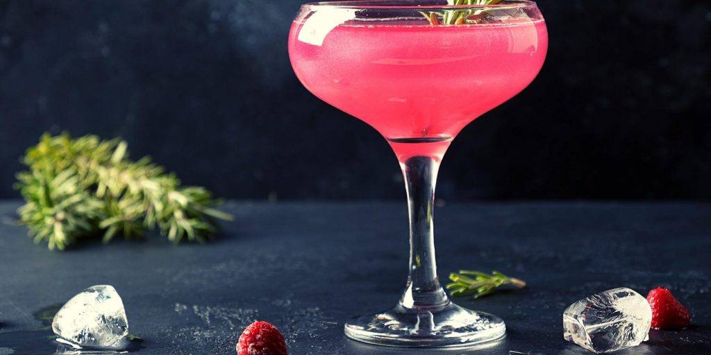 Bright pink shimmering Cosmopolitan cocktail