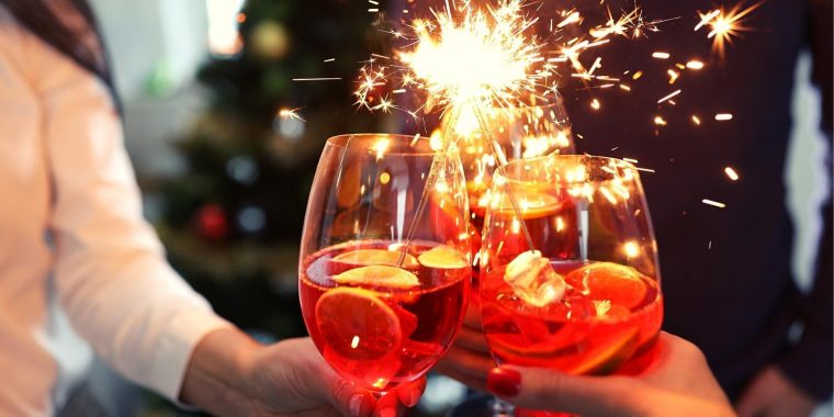 Aperol Spritz cocktails garnished with sparklers