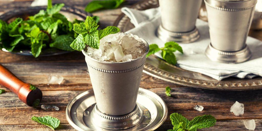 Mezcal mint julep cocktails