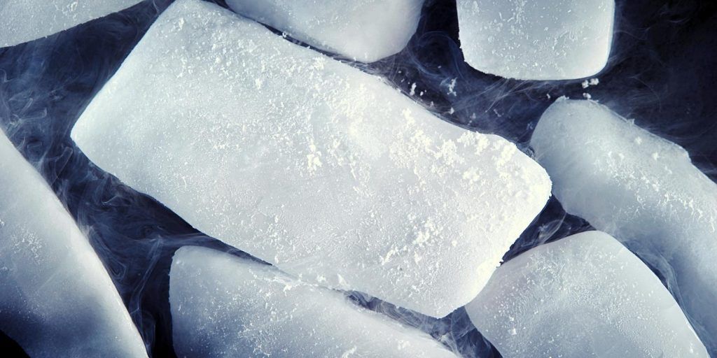 Blocks of dry ice for cocktails