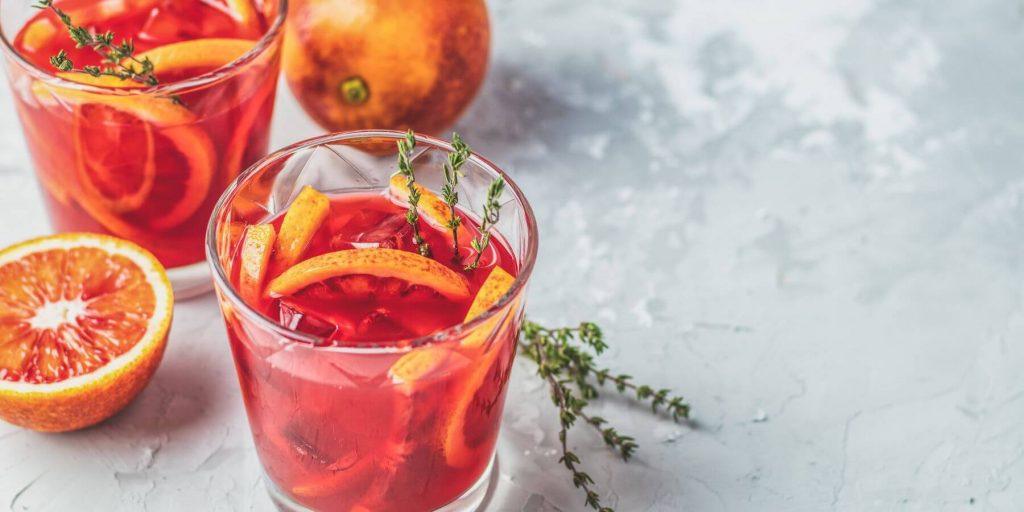 Bicicletta with blood orange and thyme garnish