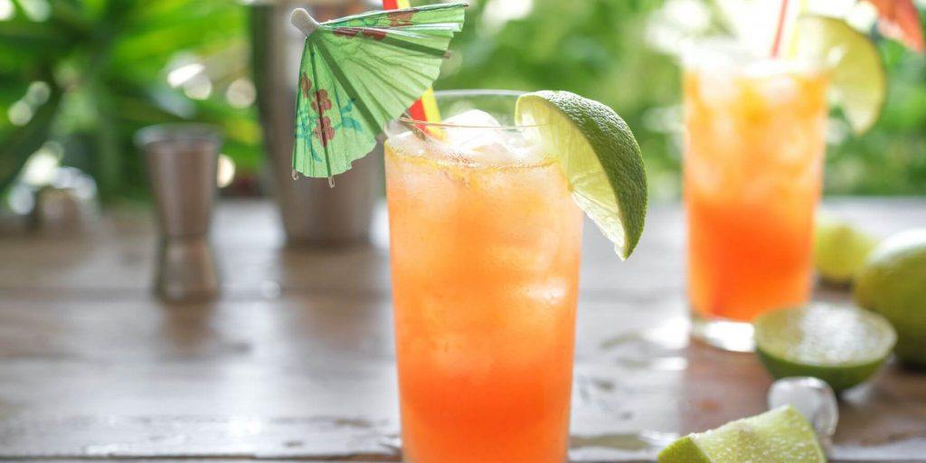 Two Zombie cocktails with umbrellas