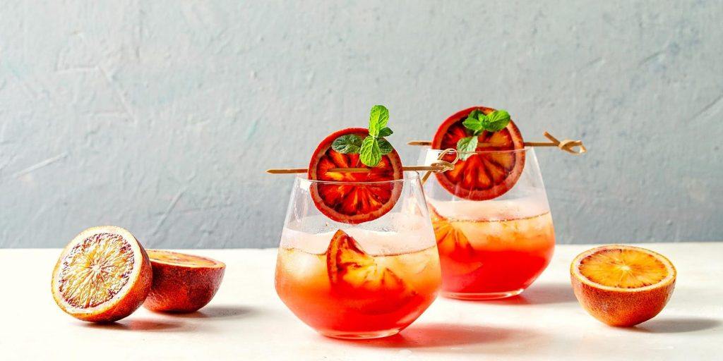 Refreshing Japanese whiskey and blood orange cocktails