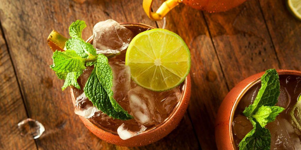 Top view of Mezcal Mule cocktails