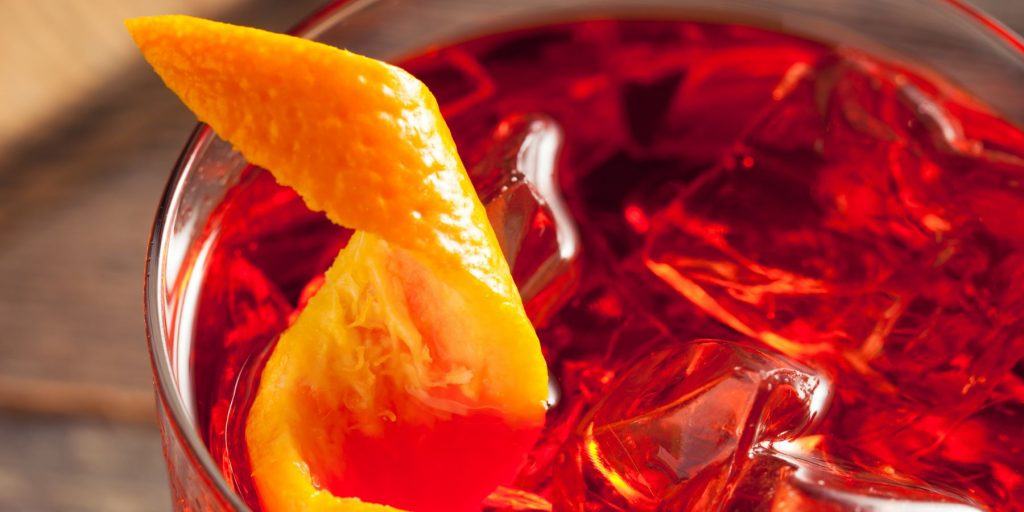 Orange twist in a Negroni