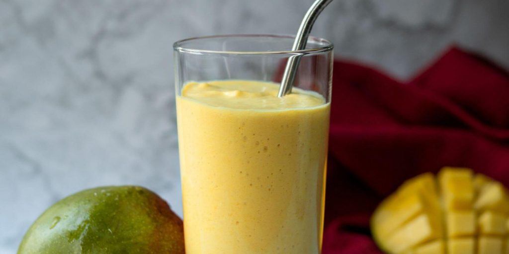 Mango Colada on a grey background