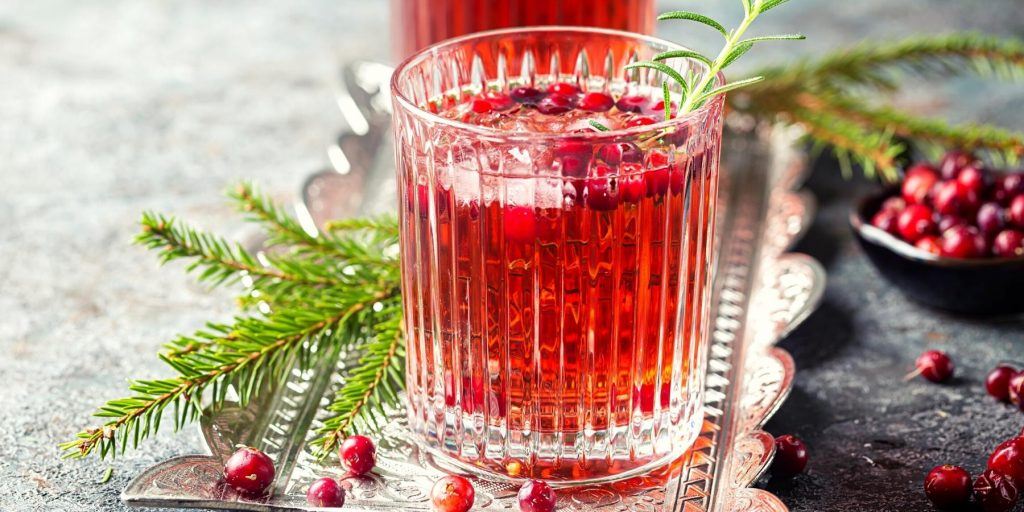 Vodka Cranberry with rosemary garnish
