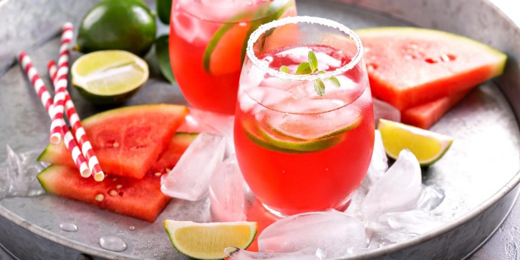 Bright Watermelon Mule cocktails