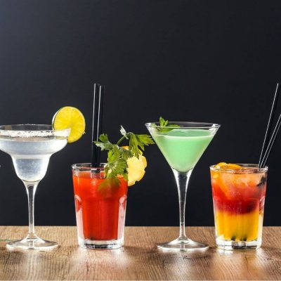 A line up of 70s cocktails