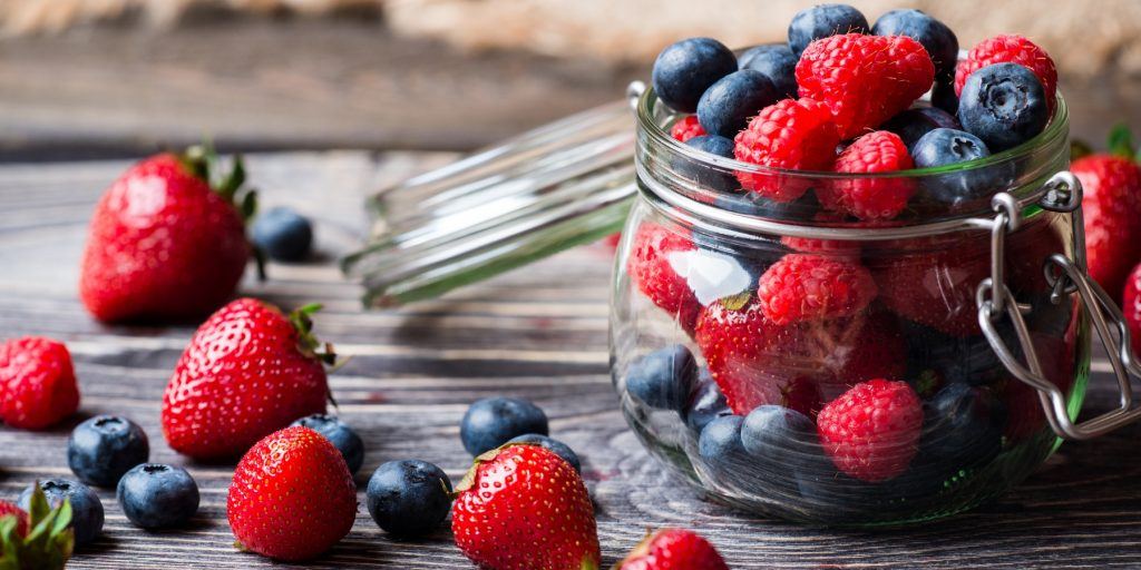 Mixed berries in a jar