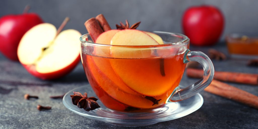 Comforting warm apple cider Dry January mocktail