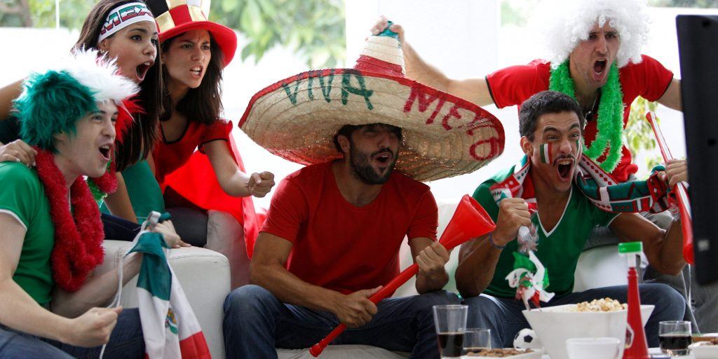 Mexican soccer fans cheering