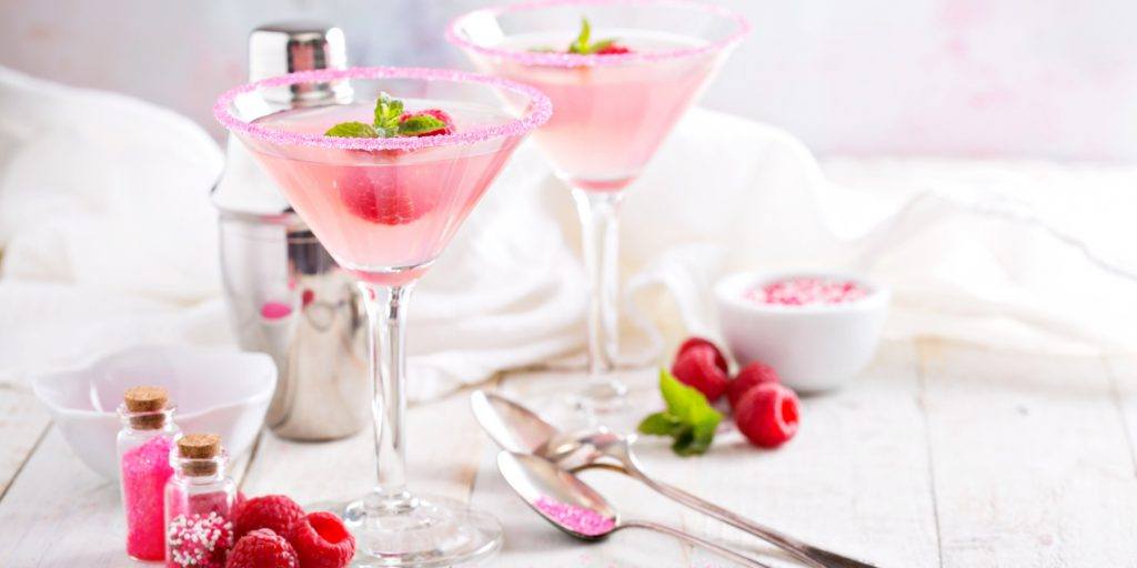 Two Very Sexy Martinis with raspberry and mint