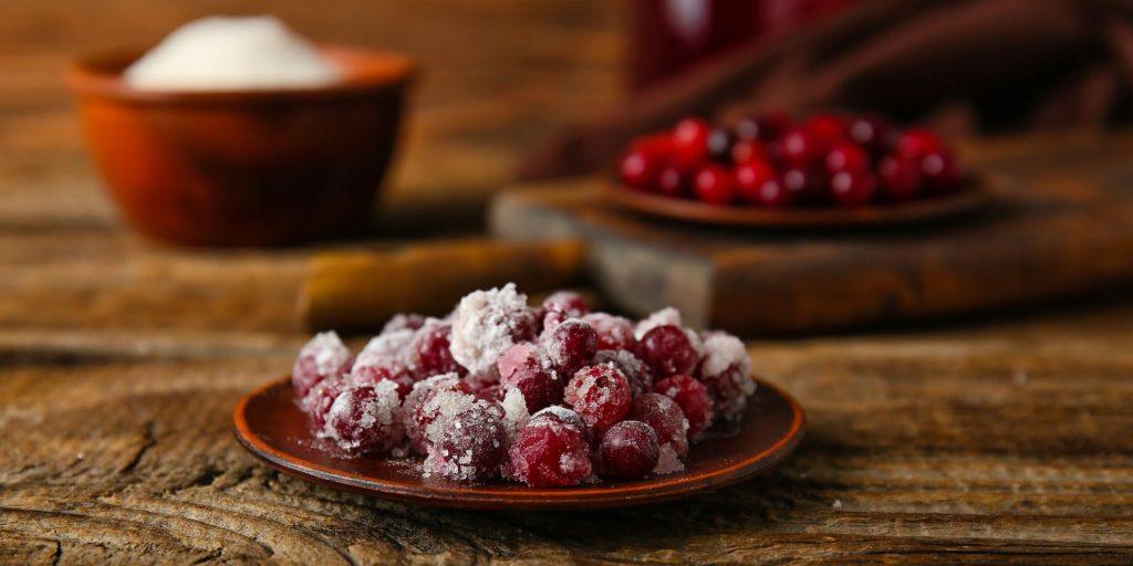 Our go-to sugared cranberries recipe could not be simpler. You only need three ingredients and a little patience.  