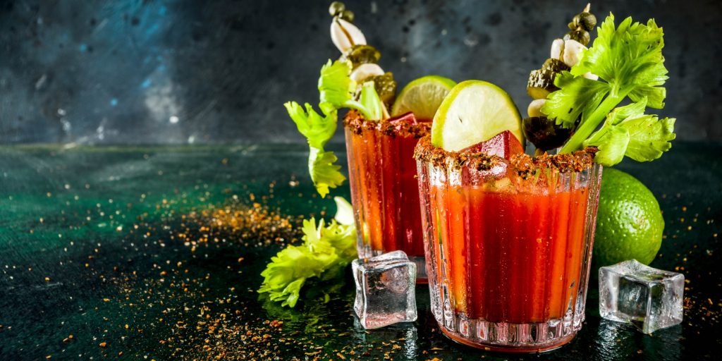 Two spicy Red Snapper cocktails