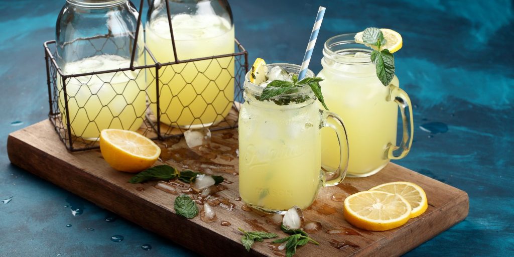 A refreshing tray of Tequila Honey Bee cocktails that are perfect for summer