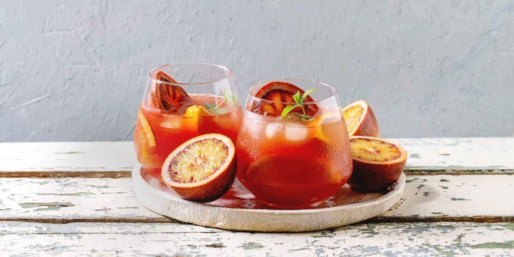 Two Succulent Blood cocktails served on a tray