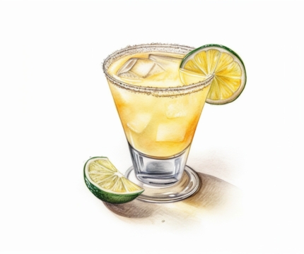 Colour pencil illustration of a Mezcal Margarita