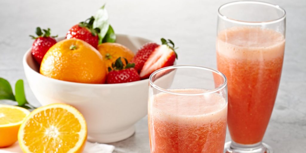 A fruity and delicious pair of Strawberry Mimosa cocktails
