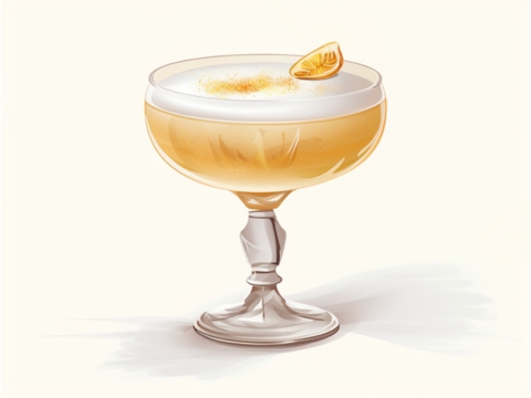 Classic illustration of a Golden Cadillac cocktail