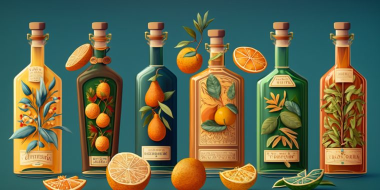 A colorful illustration of various Cointreau substitutes