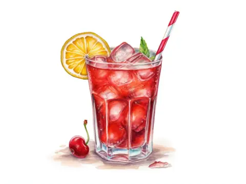 Classic illustration of a Shirley Temple mocktail