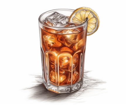 Colour pencil illustration of a Vodka Iced Tea