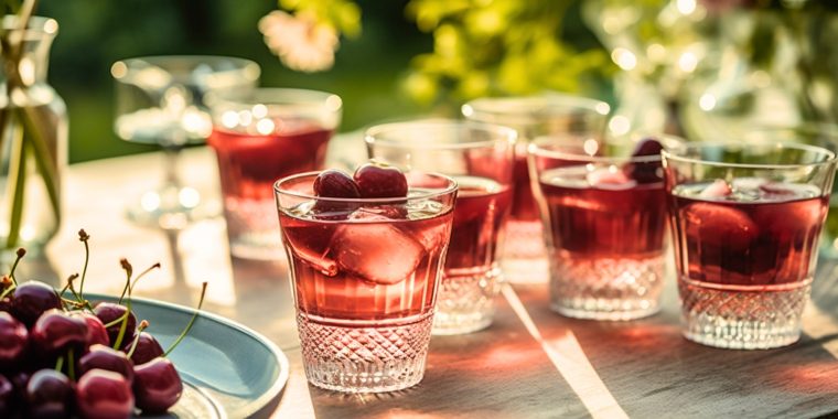 Delicious cherry cocktails garnished with fresh cherries