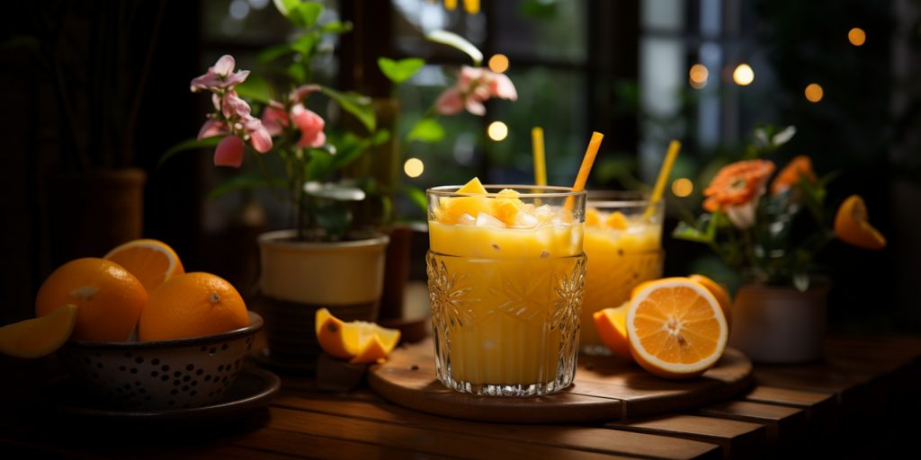Soju Screwdriver cocktail with fresh orange