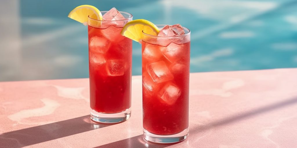 Two Woo Woo cocktails served poolside