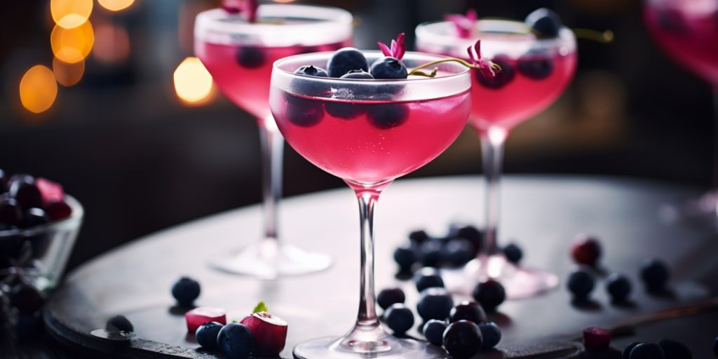 Blueberry Cosmopolitan with fresh blueberries