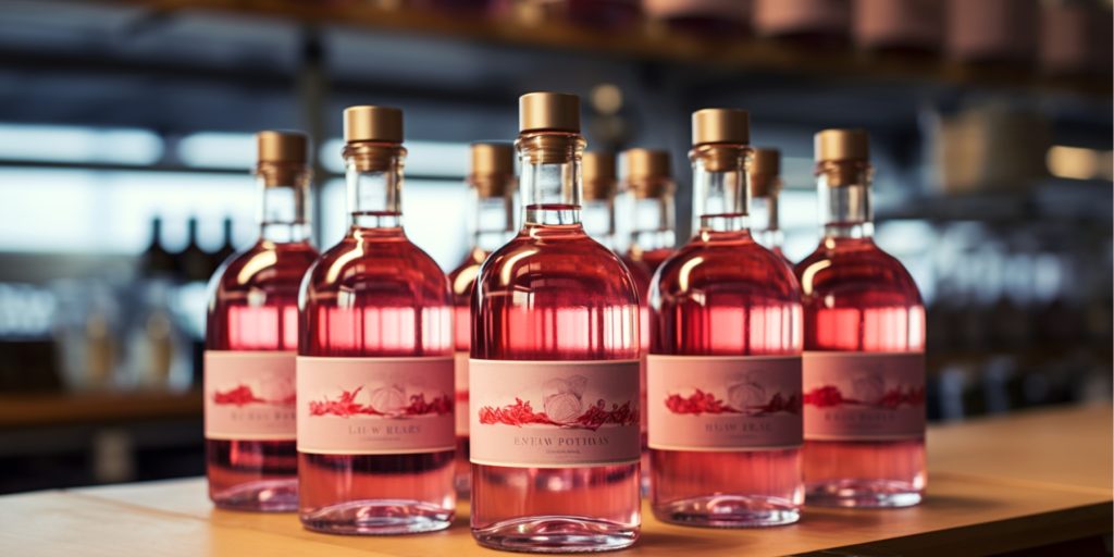 Bottles of rose gin