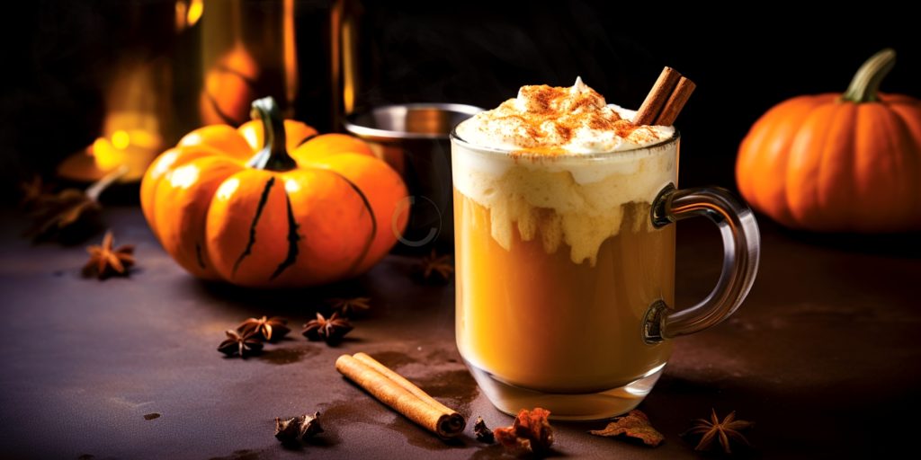 Fall-themed Hot Pumpkin Pie cocktail