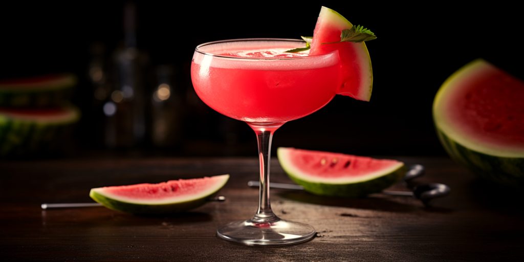 Watermelon Daiquiri in a coupe glass