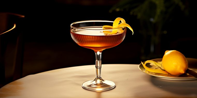 Count Mast cocktail with lemon twist garnish