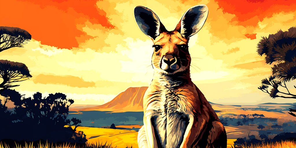 Colour illustration of a wallaby