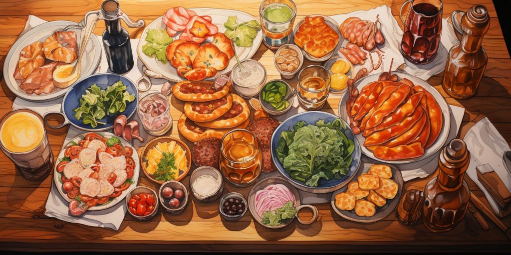 Illustration of Oktoberfest foods