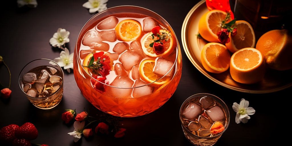 Top view of a sumptuous Mock Champagne Punch for the holidays