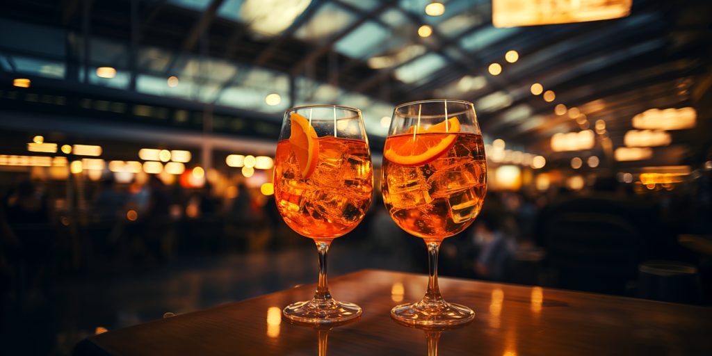 Two First Officer Spritz cocktails served in an airport setting