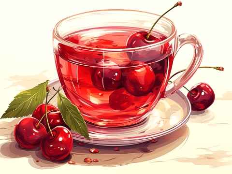 Colour illustration of a mug of Cherry Punch